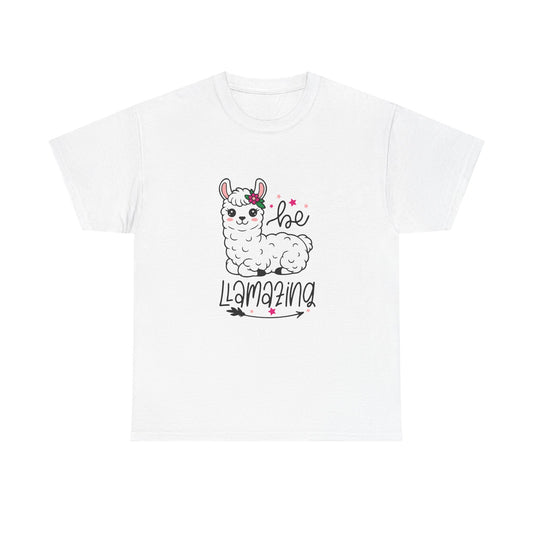 Be Llamazing Unisex Cotton Tee, Funny Animal Shirt, Lightweight Casual Top, Gift for Animal Lovers, Cute Llama Apparel, Streetwear Style