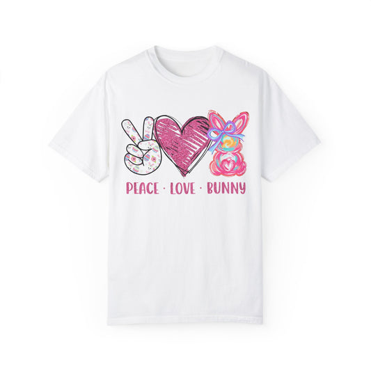 Peace Love Bunny Unisex Garment-Dyed T-Shirt | Cute Casual Wear for All