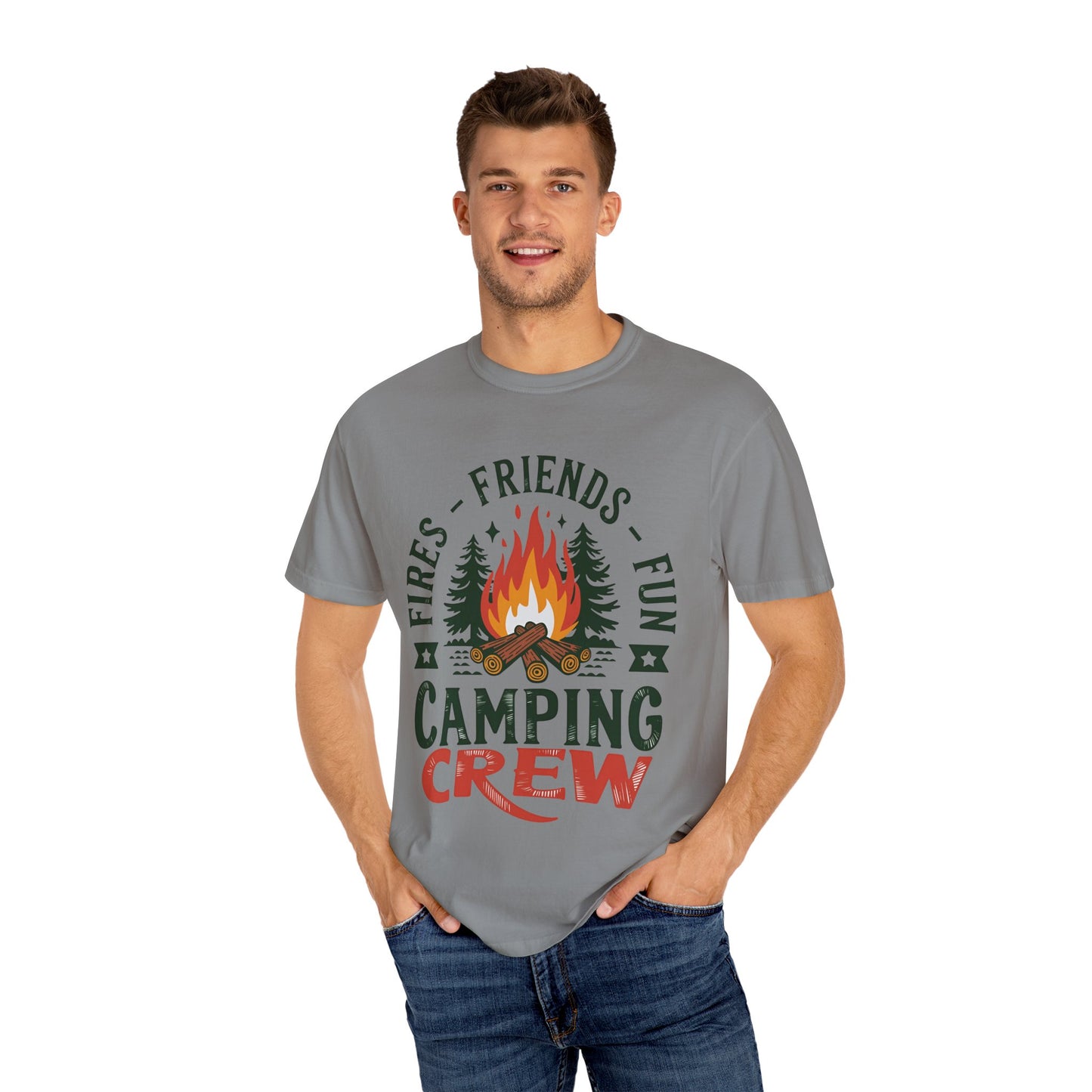 Camping Crew Unisex Garment-Dyed T-Shirt – Fires, Friends, Fun