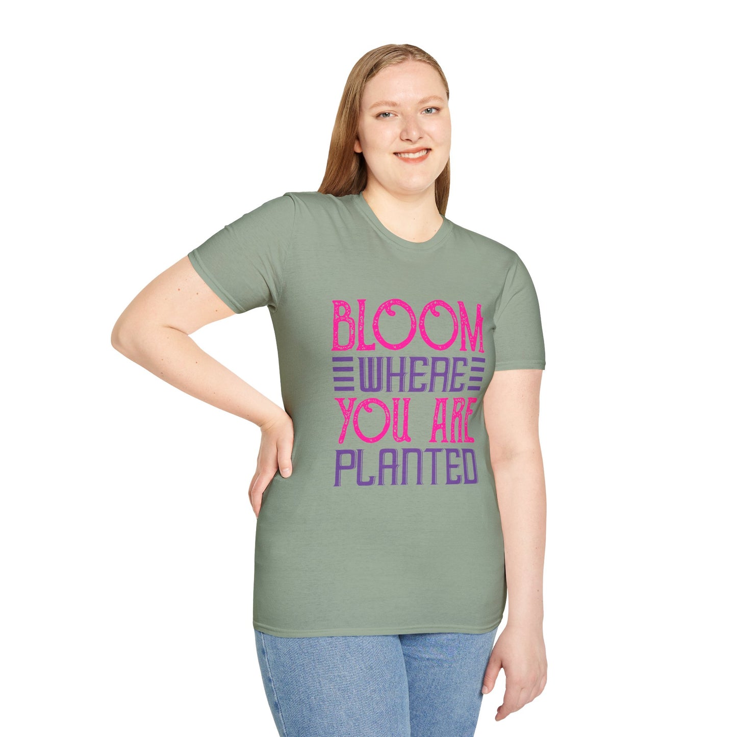 Inspirational Unisex Softstyle T-Shirt - Bloom Where You Are Planted