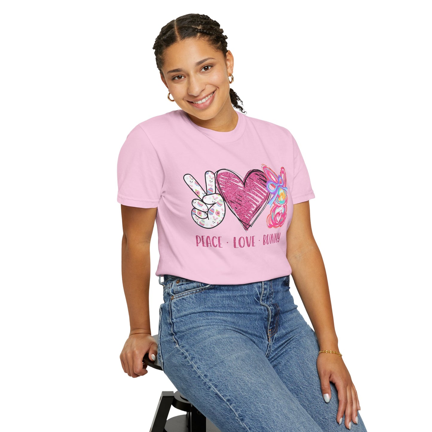 Peace Love Bunny Unisex Garment-Dyed T-Shirt | Cute Casual Wear for All