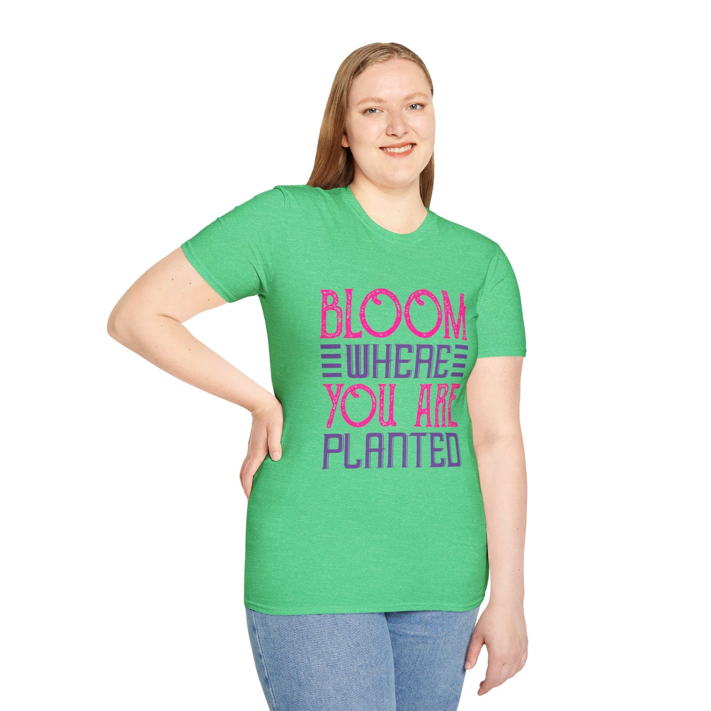 Inspirational Unisex Softstyle T-Shirt - Bloom Where You Are Planted