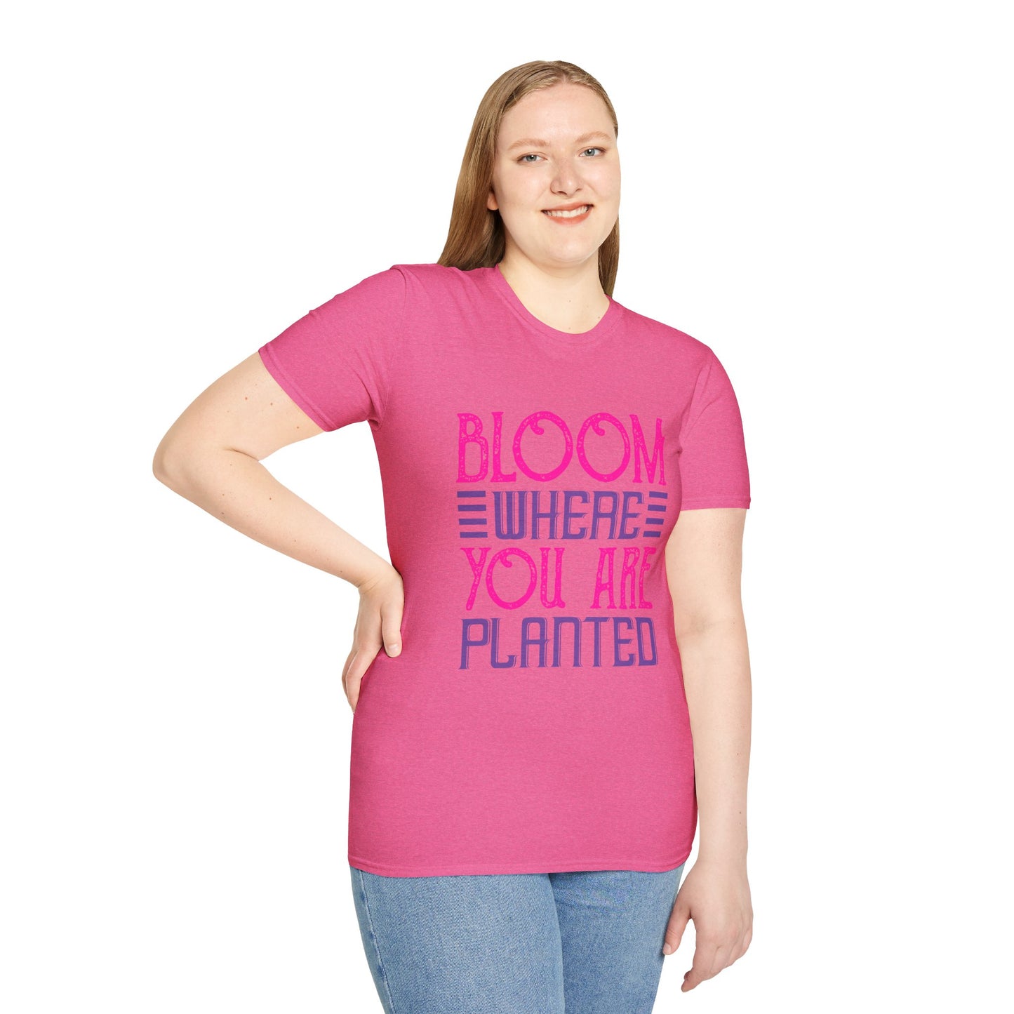 Inspirational Unisex Softstyle T-Shirt - Bloom Where You Are Planted