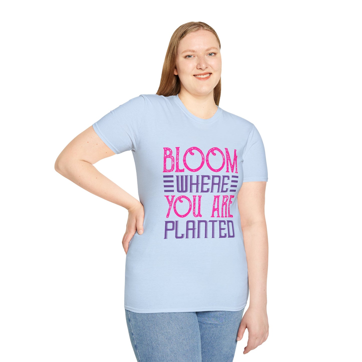Inspirational Unisex Softstyle T-Shirt - Bloom Where You Are Planted