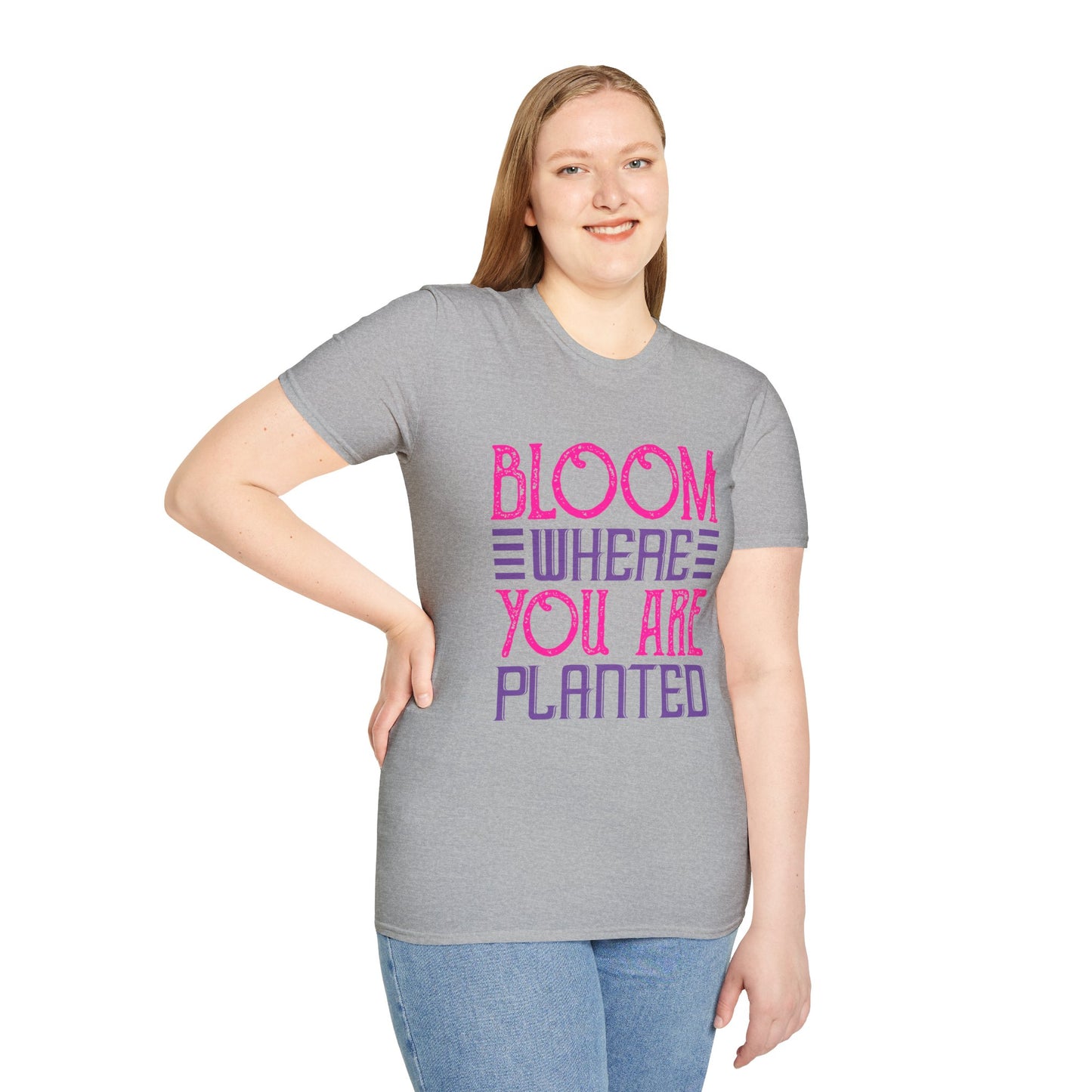 Inspirational Unisex Softstyle T-Shirt - Bloom Where You Are Planted