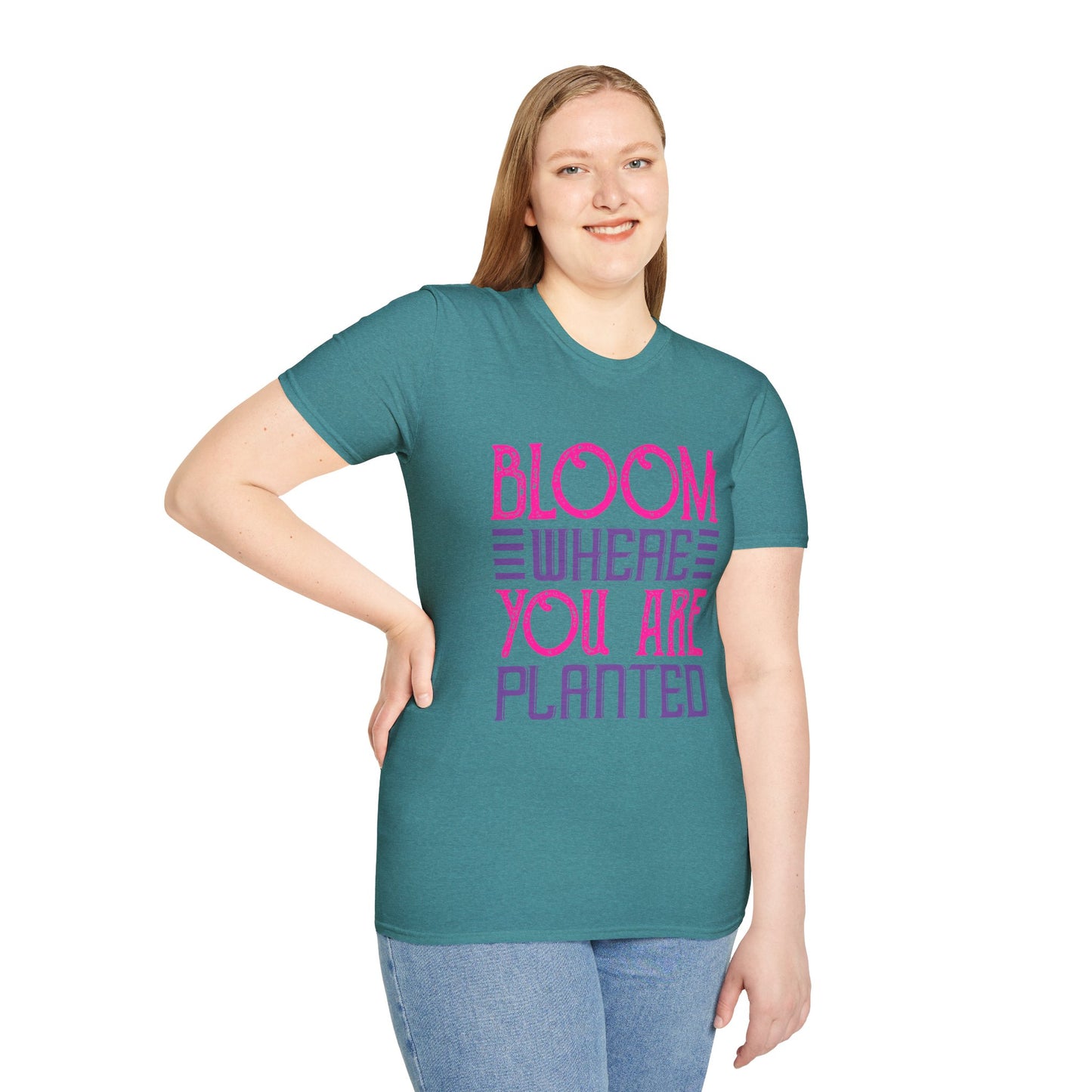 Inspirational Unisex Softstyle T-Shirt - Bloom Where You Are Planted