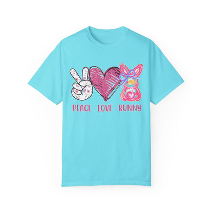 Peace Love Bunny Unisex Garment-Dyed T-Shirt | Cute Casual Wear for All