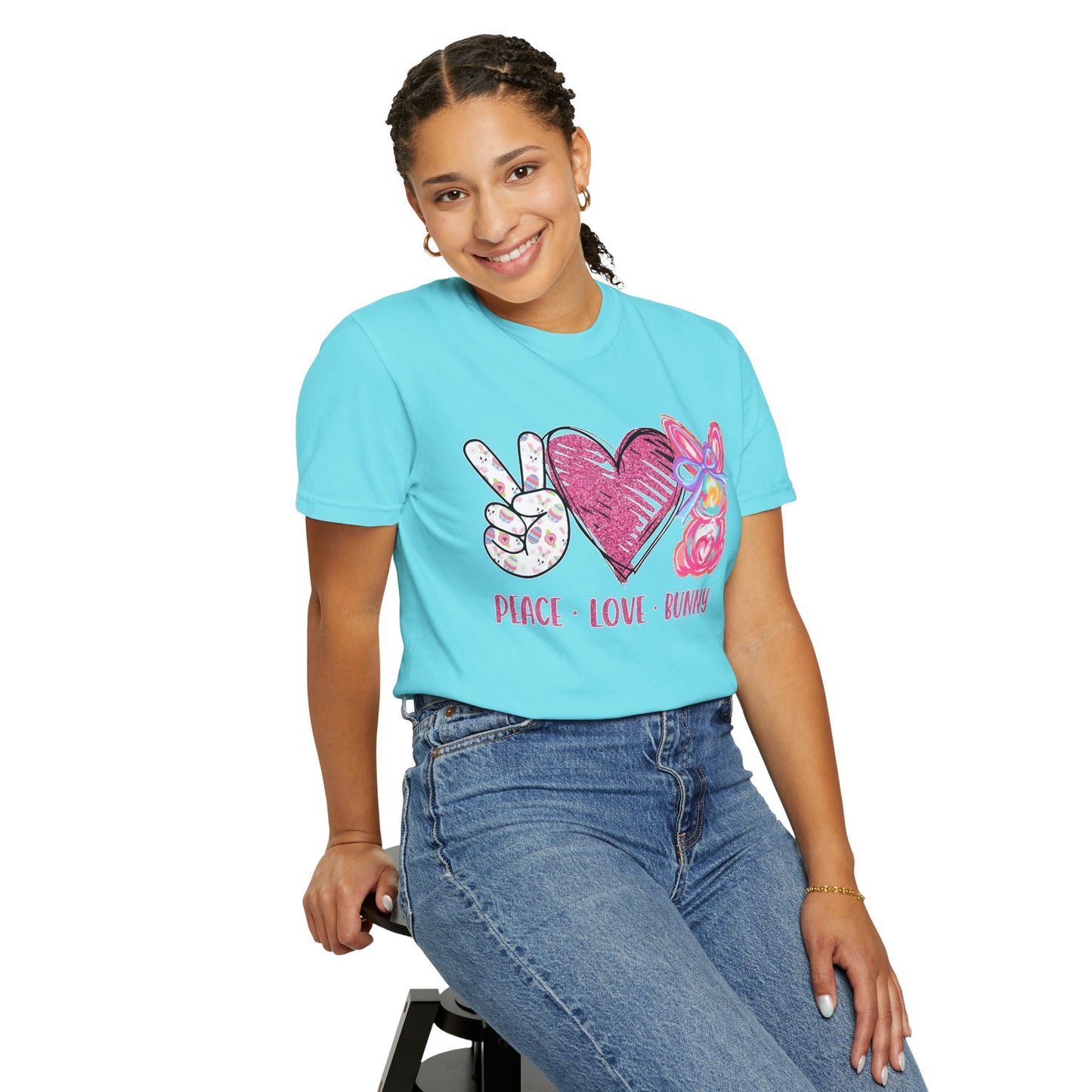 Peace Love Bunny Unisex Garment-Dyed T-Shirt | Cute Casual Wear for All
