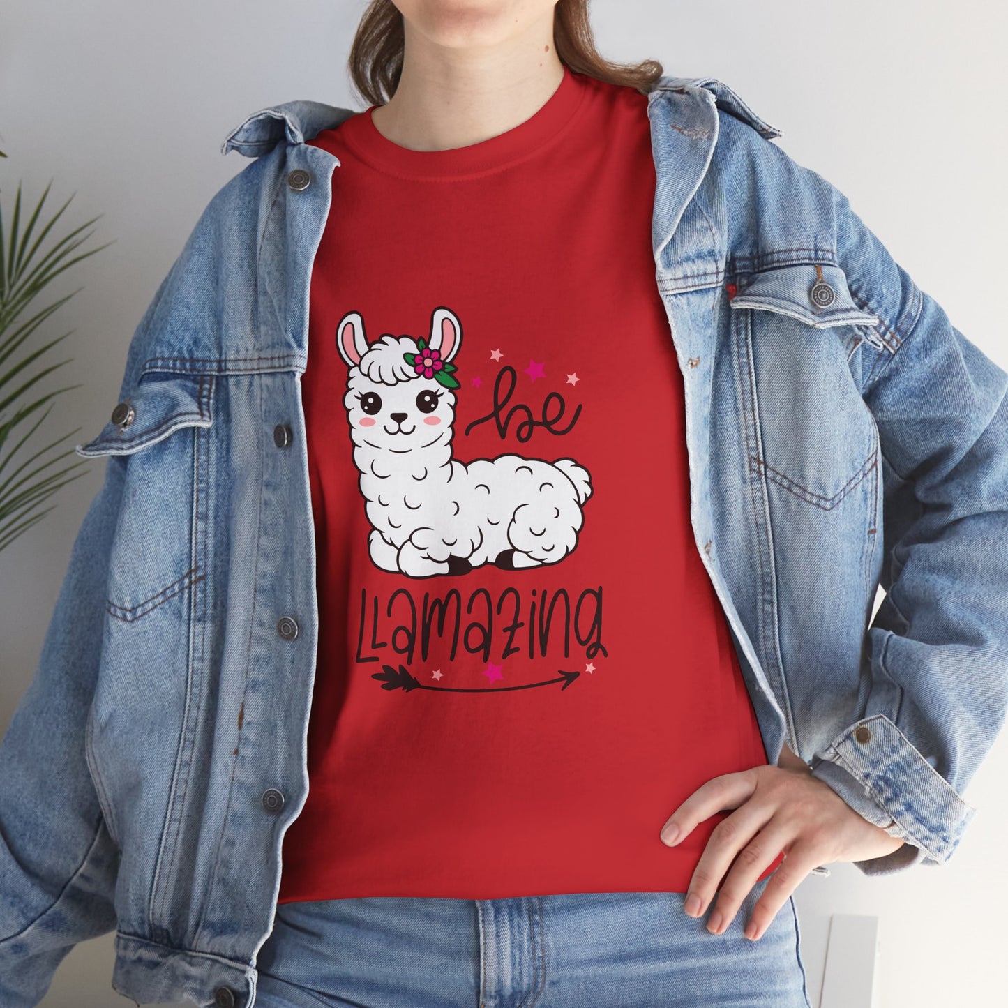 Be Llamazing Unisex Cotton Tee, Funny Animal Shirt, Lightweight Casual Top, Gift for Animal Lovers, Cute Llama Apparel, Streetwear Style