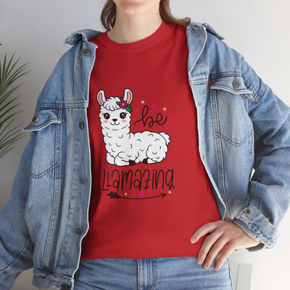 Be Llamazing Unisex Cotton Tee, Funny Animal Shirt, Lightweight Casual Top, Gift for Animal Lovers, Cute Llama Apparel, Streetwear Style