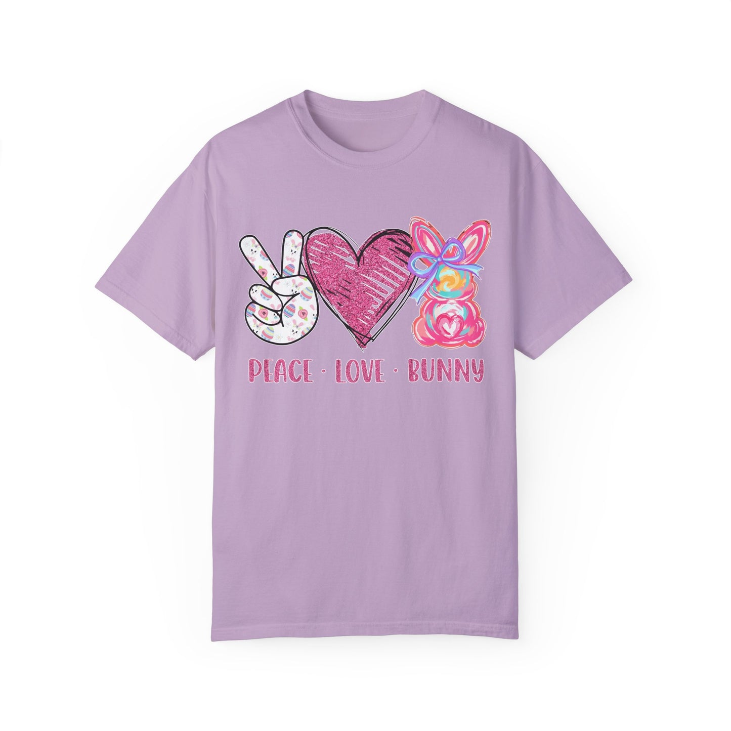 Peace Love Bunny Unisex Garment-Dyed T-Shirt | Cute Casual Wear for All