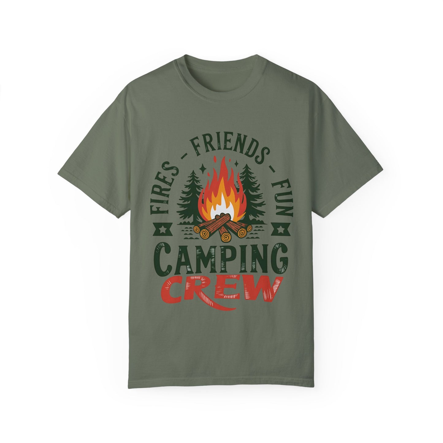 Camping Crew Unisex Garment-Dyed T-Shirt – Fires, Friends, Fun