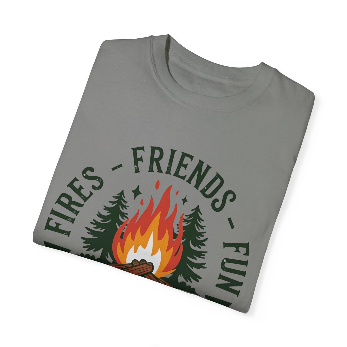 Camping Crew Unisex Garment-Dyed T-Shirt – Fires, Friends, Fun