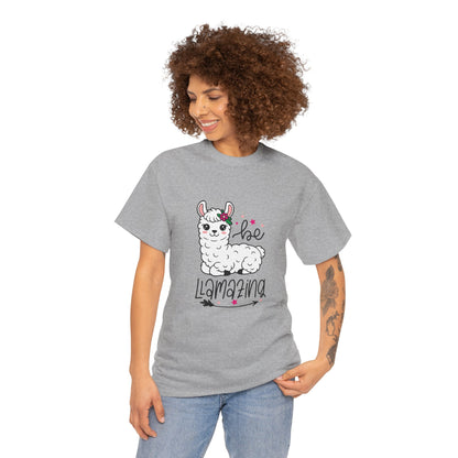 Be Llamazing Unisex Cotton Tee, Funny Animal Shirt, Lightweight Casual Top, Gift for Animal Lovers, Cute Llama Apparel, Streetwear Style