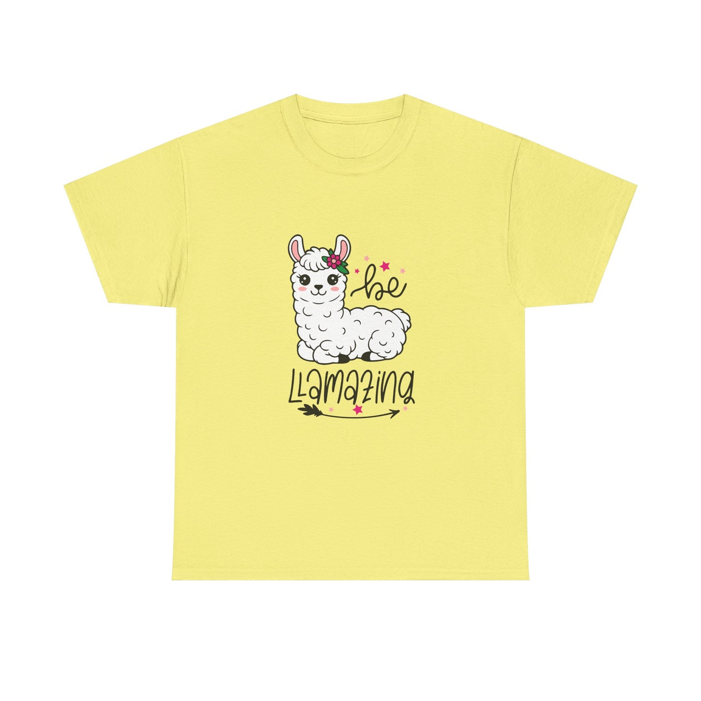Be Llamazing Unisex Cotton Tee, Funny Animal Shirt, Lightweight Casual Top, Gift for Animal Lovers, Cute Llama Apparel, Streetwear Style