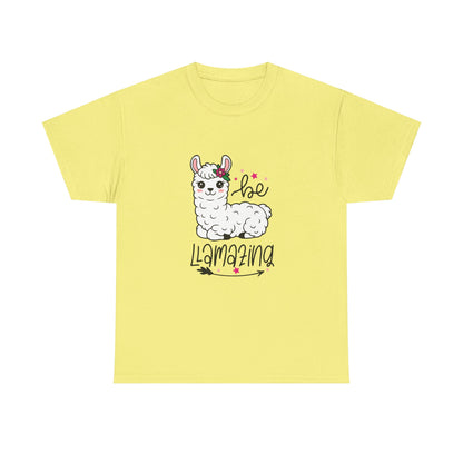 Be Llamazing Unisex Cotton Tee, Funny Animal Shirt, Lightweight Casual Top, Gift for Animal Lovers, Cute Llama Apparel, Streetwear Style