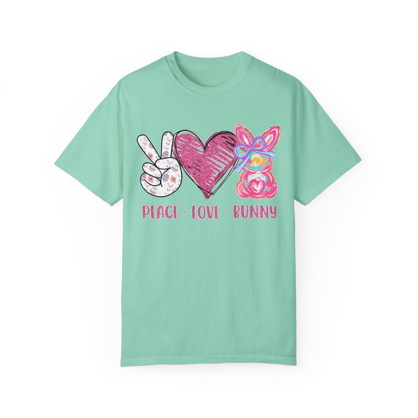 Peace Love Bunny Unisex Garment-Dyed T-Shirt | Cute Casual Wear for All
