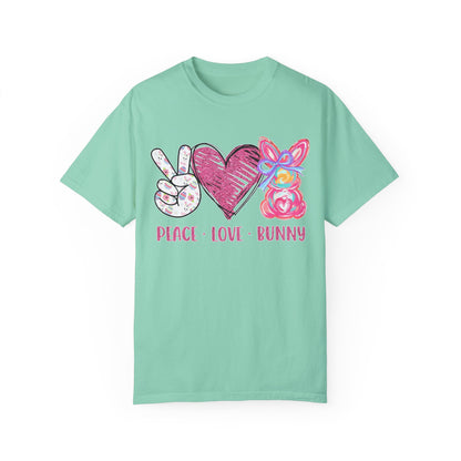 Peace Love Bunny Unisex Garment-Dyed T-Shirt | Cute Casual Wear for All