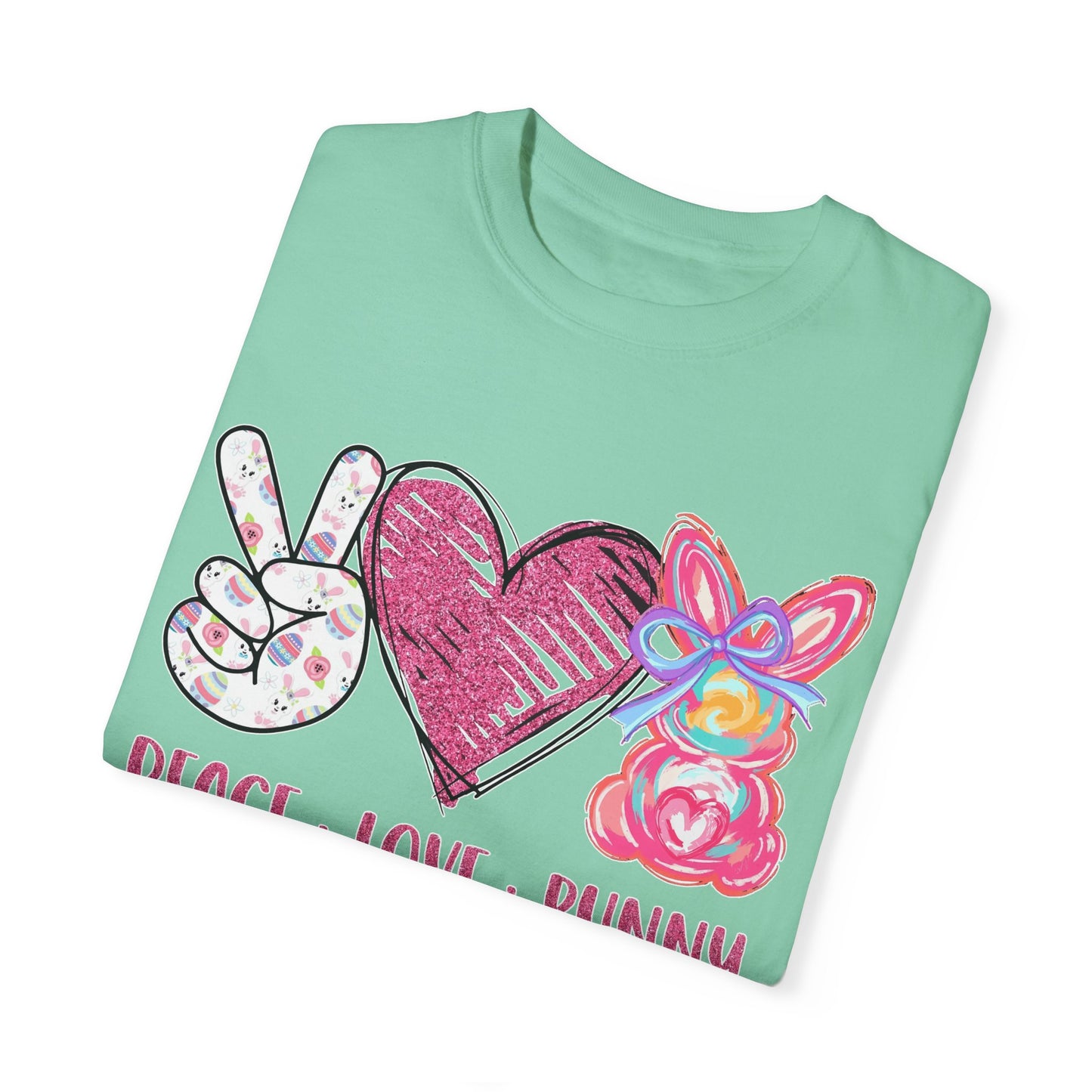 Peace Love Bunny Unisex Garment-Dyed T-Shirt | Cute Casual Wear for All