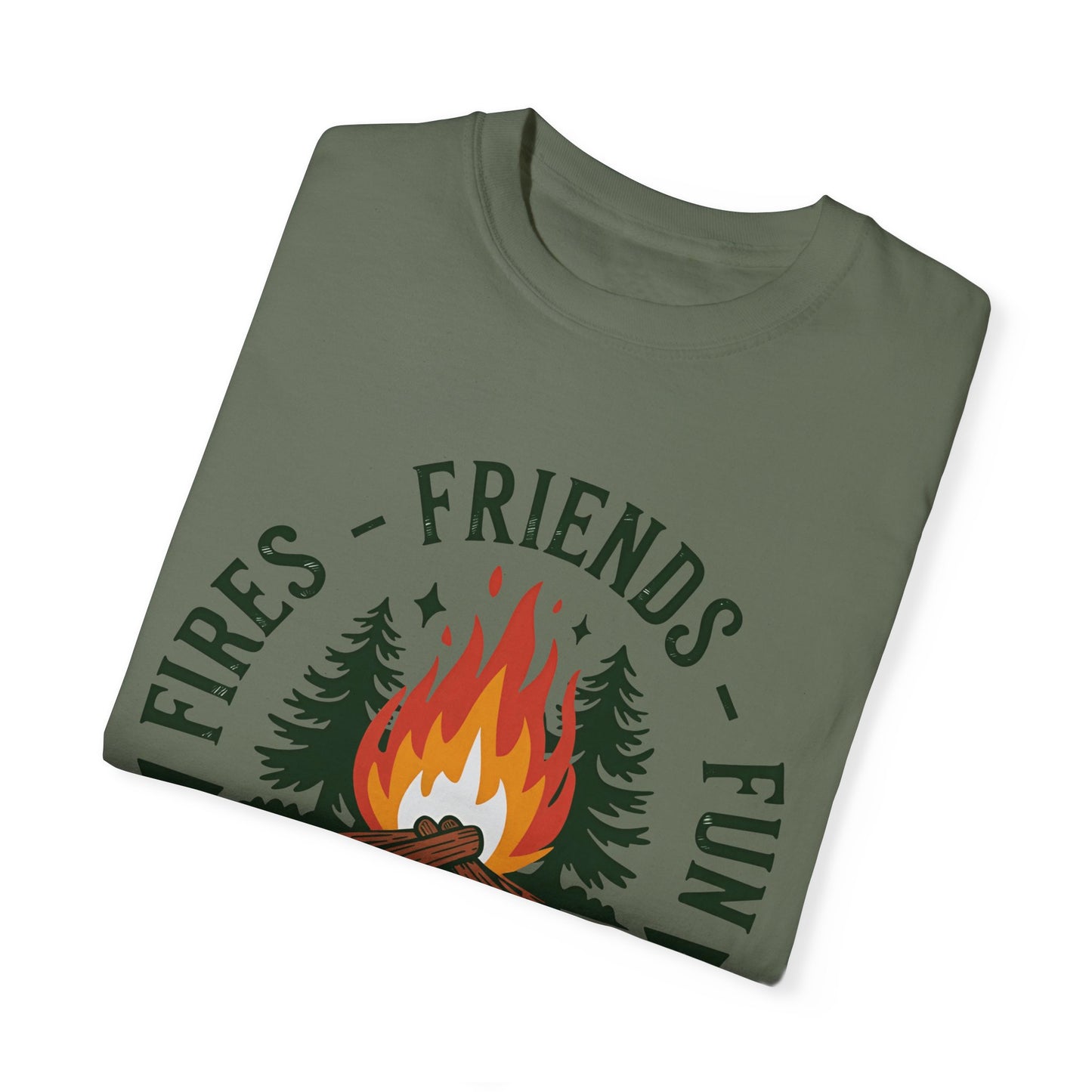 Camping Crew Unisex Garment-Dyed T-Shirt – Fires, Friends, Fun