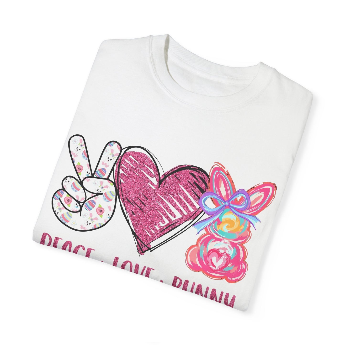 Peace Love Bunny Unisex Garment-Dyed T-Shirt | Cute Casual Wear for All