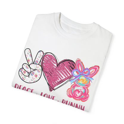 Peace Love Bunny Unisex Garment-Dyed T-Shirt | Cute Casual Wear for All