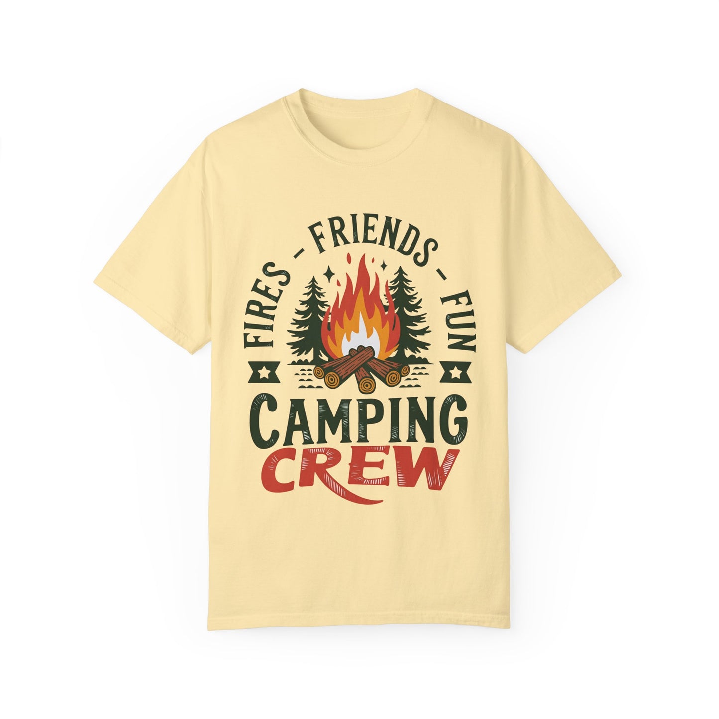 Camping Crew Unisex Garment-Dyed T-Shirt – Fires, Friends, Fun