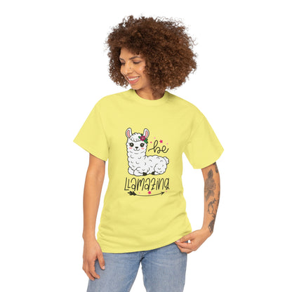 Be Llamazing Unisex Cotton Tee, Funny Animal Shirt, Lightweight Casual Top, Gift for Animal Lovers, Cute Llama Apparel, Streetwear Style