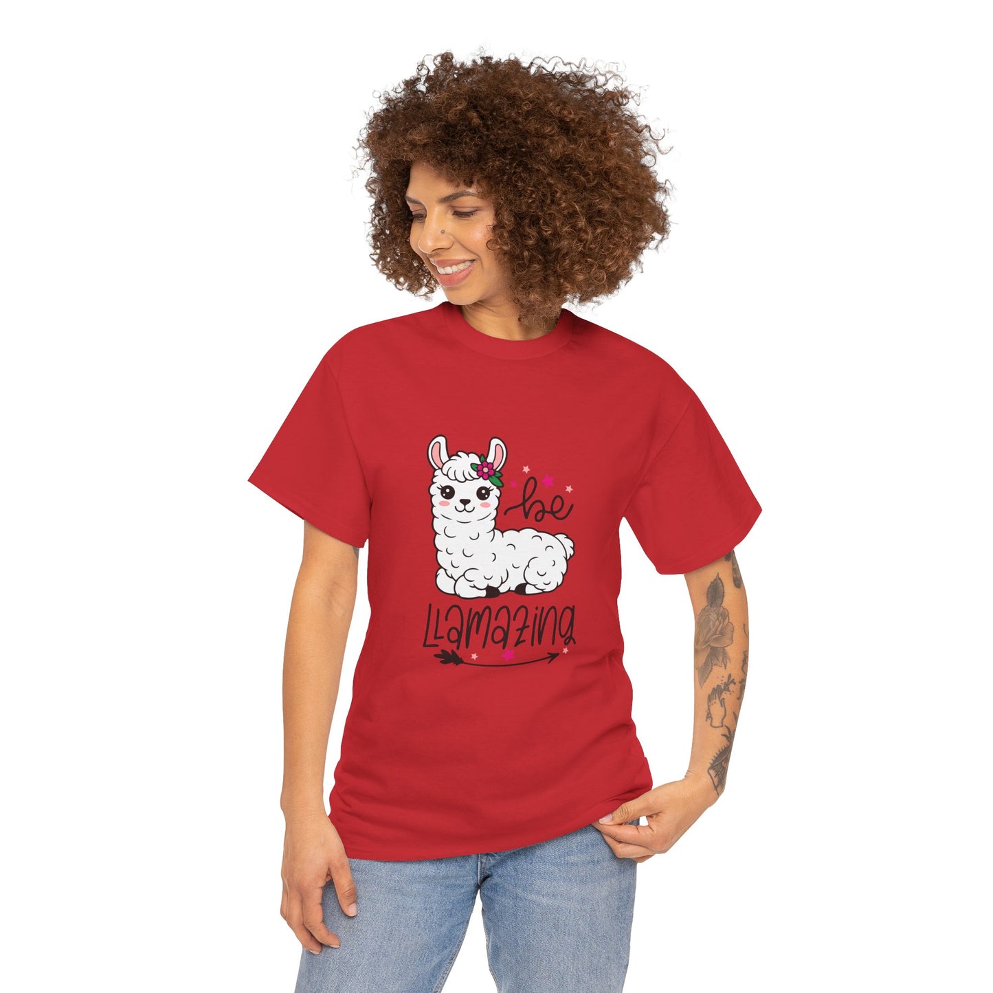 Be Llamazing Unisex Cotton Tee, Funny Animal Shirt, Lightweight Casual Top, Gift for Animal Lovers, Cute Llama Apparel, Streetwear Style