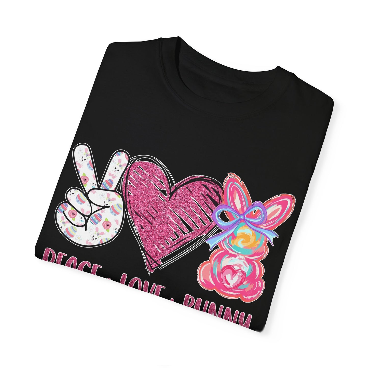 Peace Love Bunny Unisex Garment-Dyed T-Shirt | Cute Casual Wear for All
