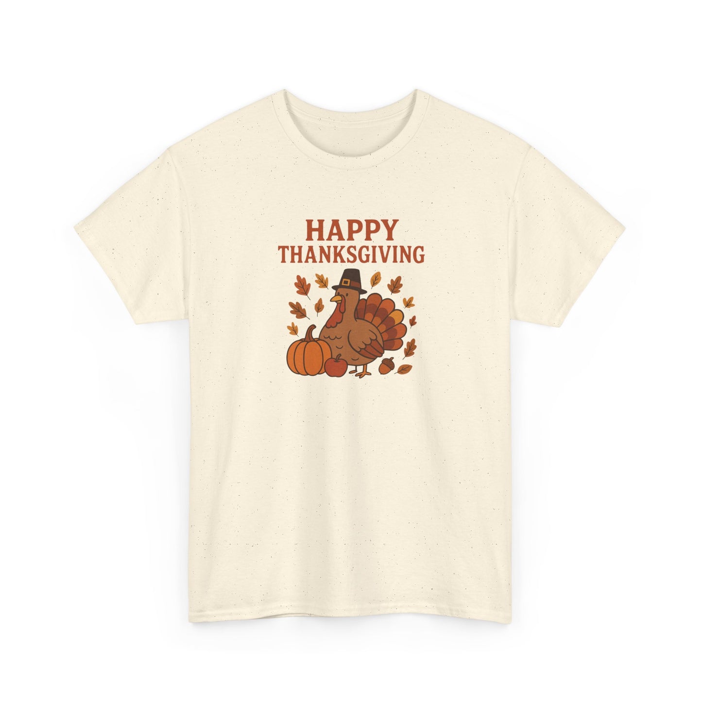 Thanksgiving Turkey T‑Shirt — "Happy Thanksgiving" Fall Pumpkin & Leaves Tee