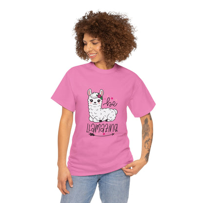 Be Llamazing Unisex Cotton Tee, Funny Animal Shirt, Lightweight Casual Top, Gift for Animal Lovers, Cute Llama Apparel, Streetwear Style