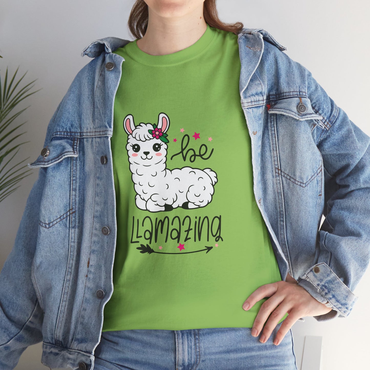 Be Llamazing Unisex Cotton Tee, Funny Animal Shirt, Lightweight Casual Top, Gift for Animal Lovers, Cute Llama Apparel, Streetwear Style