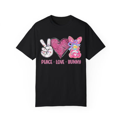 Peace Love Bunny Unisex Garment-Dyed T-Shirt | Cute Casual Wear for All
