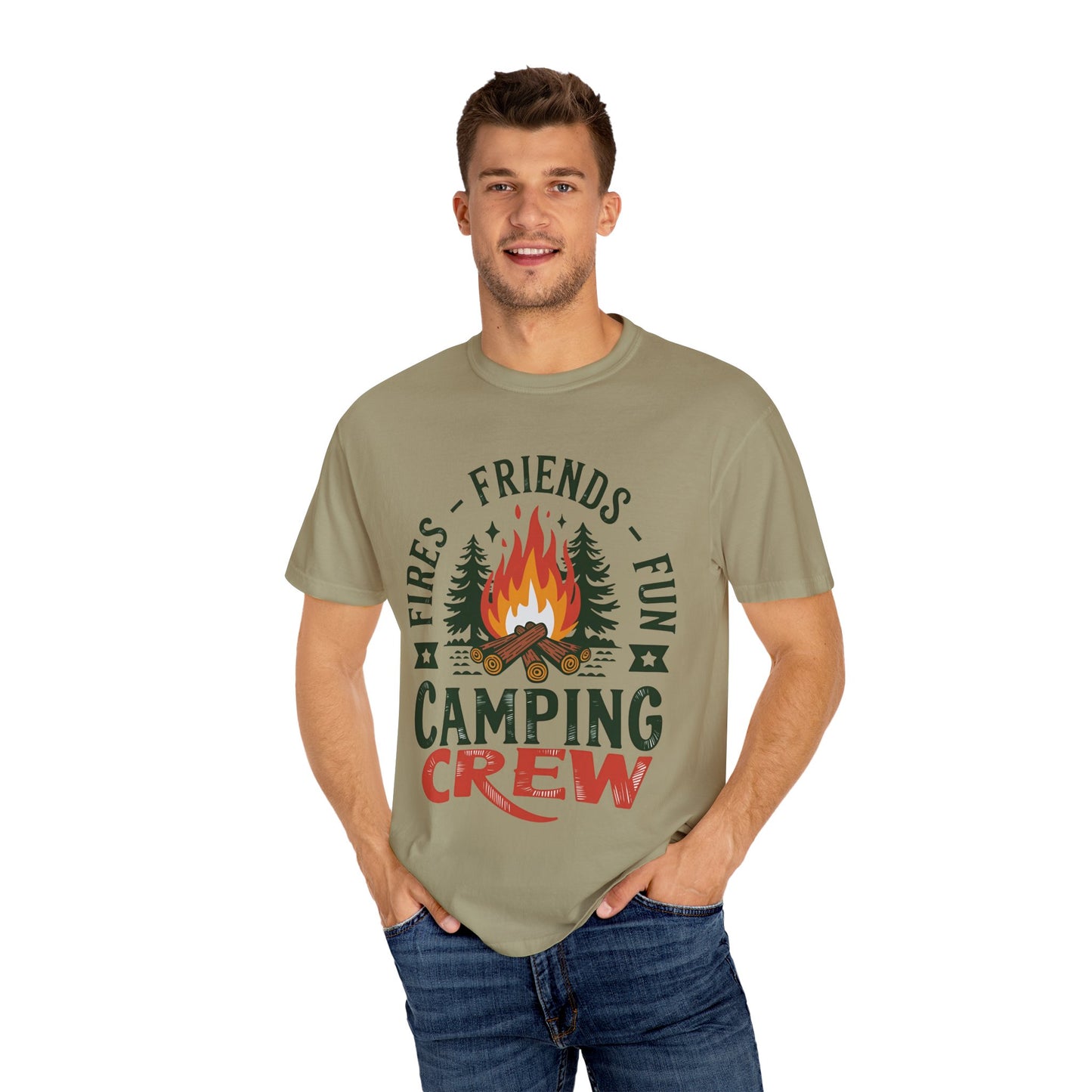 Camping Crew Unisex Garment-Dyed T-Shirt – Fires, Friends, Fun