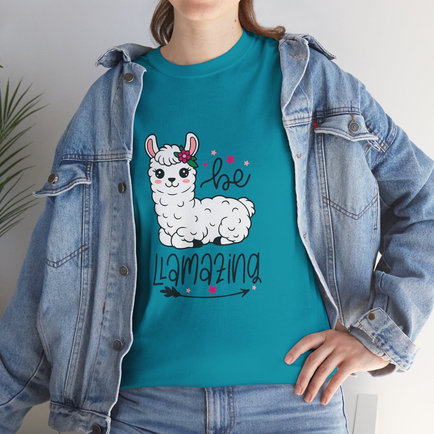 Be Llamazing Unisex Cotton Tee, Funny Animal Shirt, Lightweight Casual Top, Gift for Animal Lovers, Cute Llama Apparel, Streetwear Style
