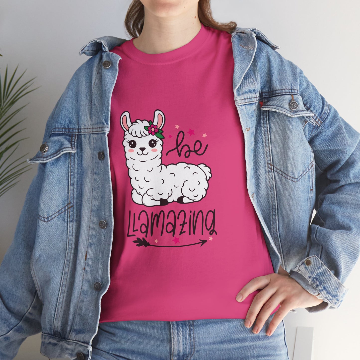 Be Llamazing Unisex Cotton Tee, Funny Animal Shirt, Lightweight Casual Top, Gift for Animal Lovers, Cute Llama Apparel, Streetwear Style