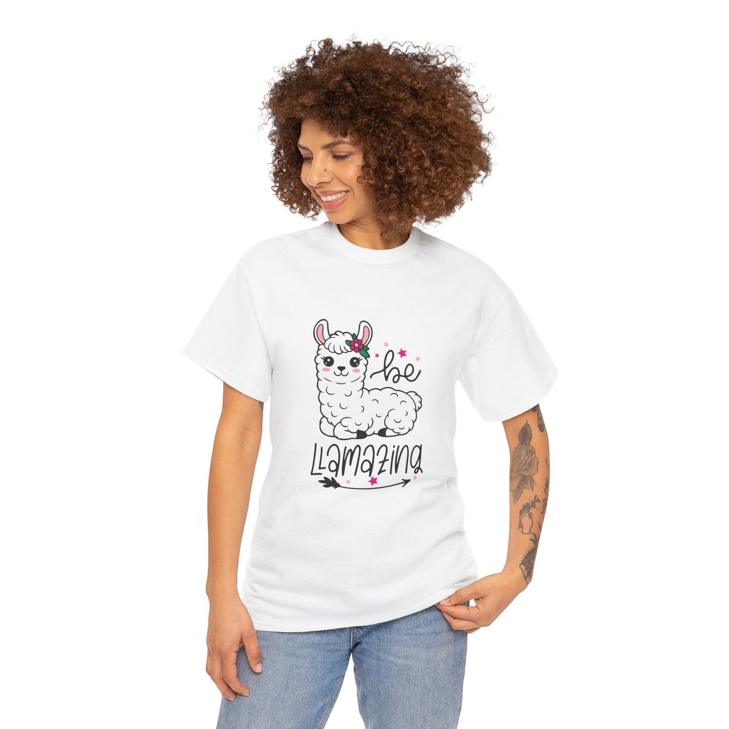 Be Llamazing Unisex Cotton Tee, Funny Animal Shirt, Lightweight Casual Top, Gift for Animal Lovers, Cute Llama Apparel, Streetwear Style