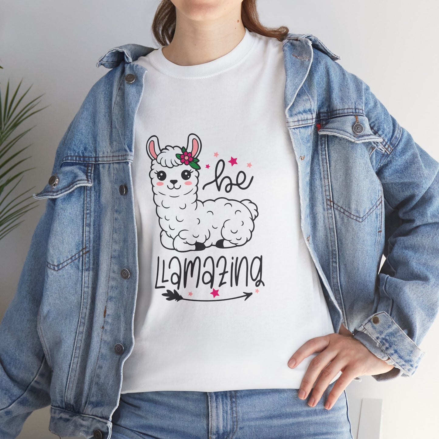 Be Llamazing Unisex Cotton Tee, Funny Animal Shirt, Lightweight Casual Top, Gift for Animal Lovers, Cute Llama Apparel, Streetwear Style