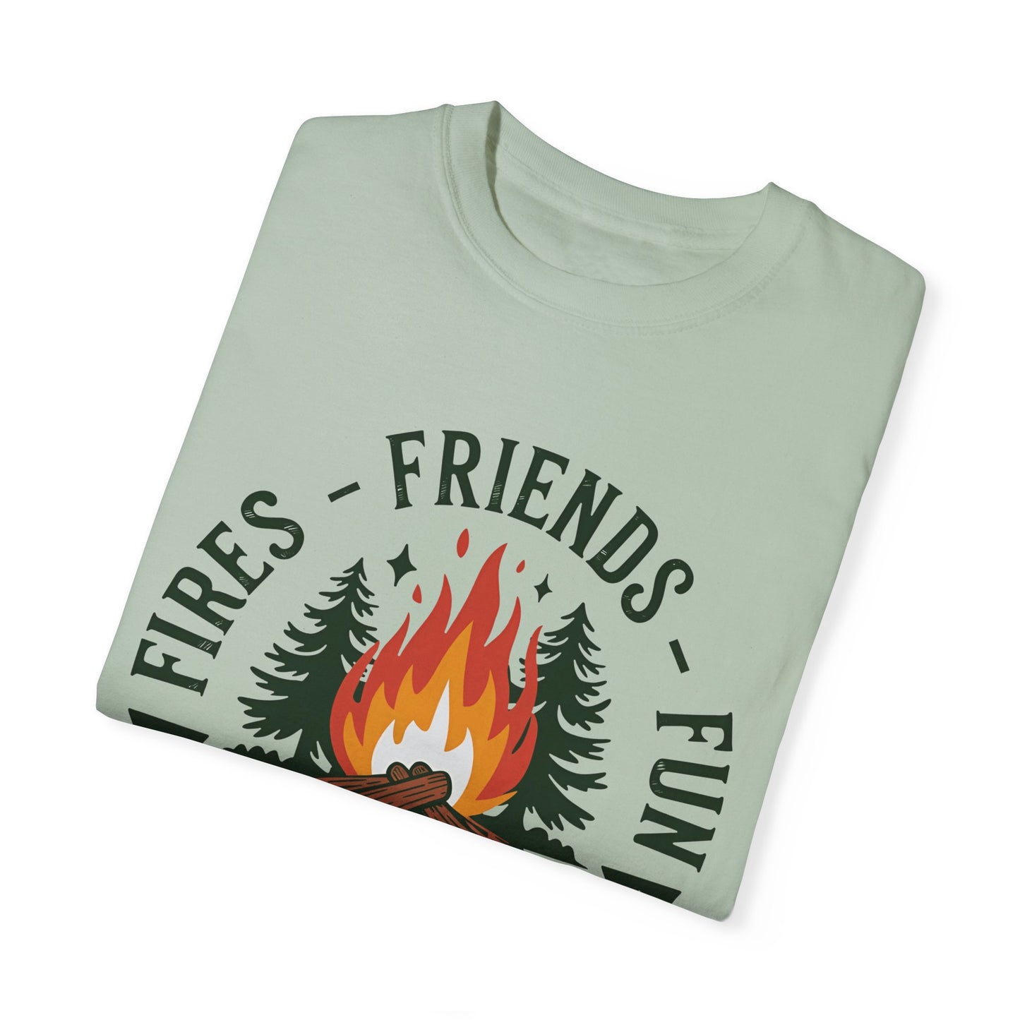 Camping Crew Unisex Garment-Dyed T-Shirt – Fires, Friends, Fun
