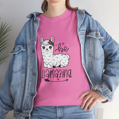 Be Llamazing Unisex Cotton Tee, Funny Animal Shirt, Lightweight Casual Top, Gift for Animal Lovers, Cute Llama Apparel, Streetwear Style