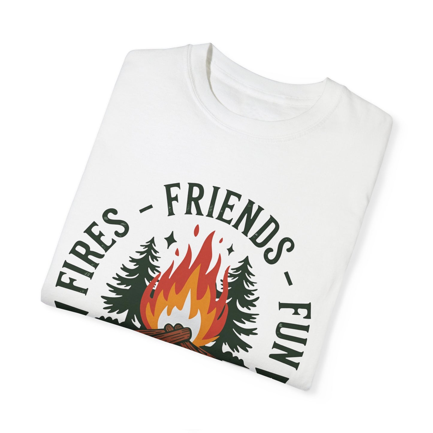 Camping Crew Unisex Garment-Dyed T-Shirt – Fires, Friends, Fun