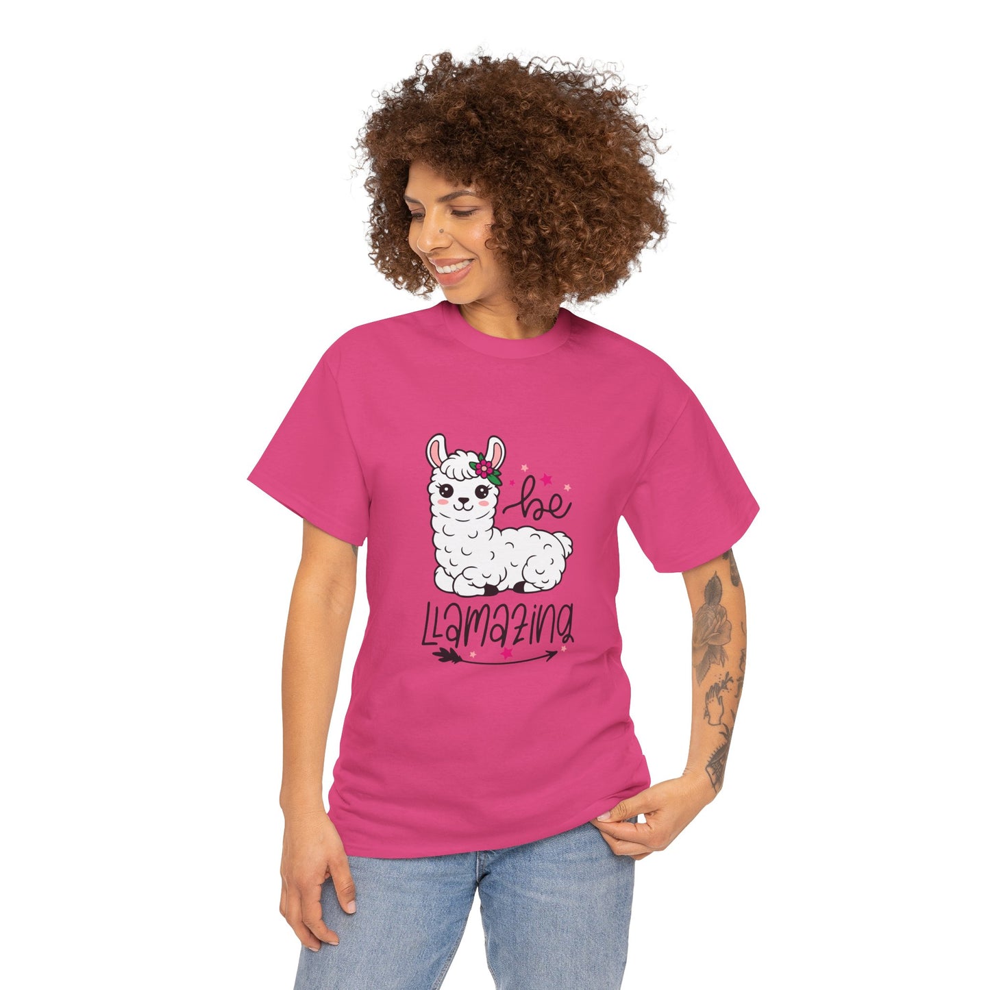 Be Llamazing Unisex Cotton Tee, Funny Animal Shirt, Lightweight Casual Top, Gift for Animal Lovers, Cute Llama Apparel, Streetwear Style