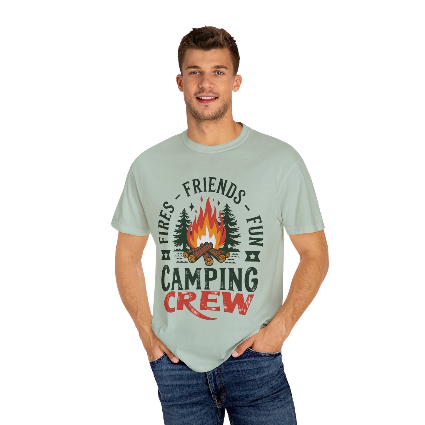 Camping Crew Unisex Garment-Dyed T-Shirt – Fires, Friends, Fun
