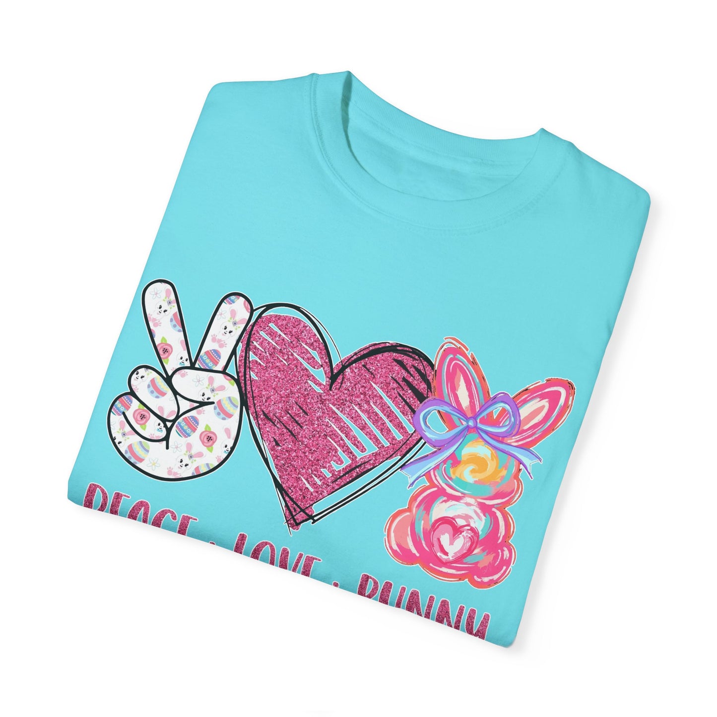 Peace Love Bunny Unisex Garment-Dyed T-Shirt | Cute Casual Wear for All