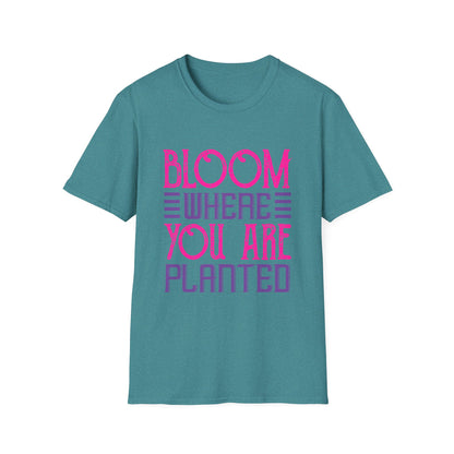 Inspirational Unisex Softstyle T-Shirt - Bloom Where You Are Planted