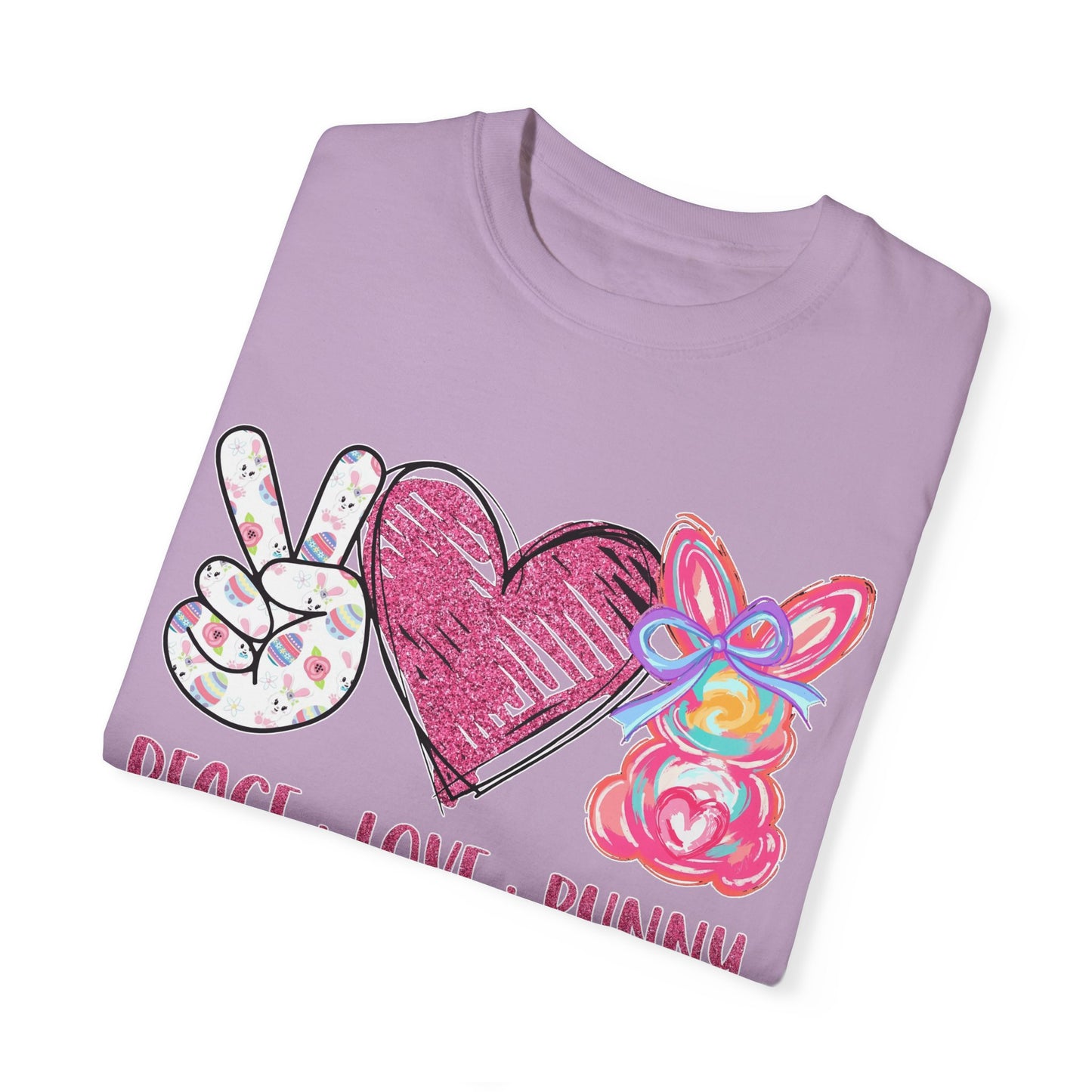 Peace Love Bunny Unisex Garment-Dyed T-Shirt | Cute Casual Wear for All