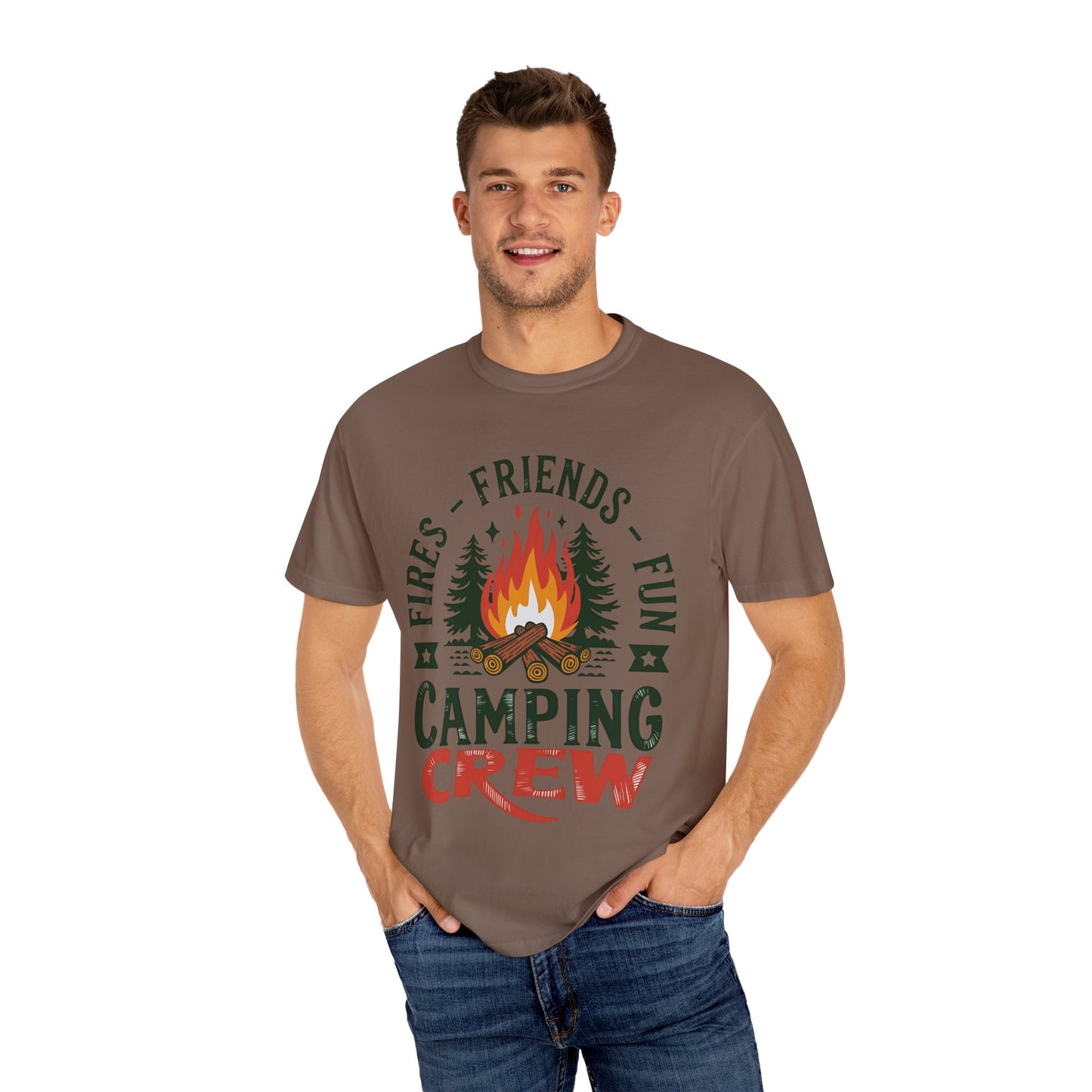 Camping Crew Unisex Garment-Dyed T-Shirt – Fires, Friends, Fun
