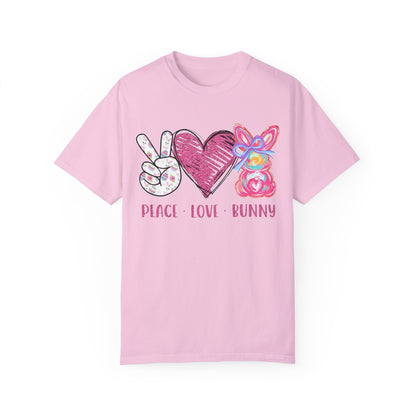 Peace Love Bunny Unisex Garment-Dyed T-Shirt | Cute Casual Wear for All