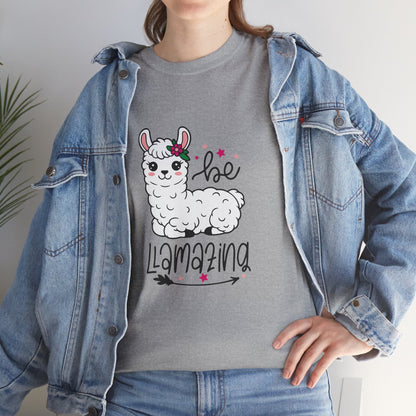 Be Llamazing Unisex Cotton Tee, Funny Animal Shirt, Lightweight Casual Top, Gift for Animal Lovers, Cute Llama Apparel, Streetwear Style